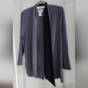 S.G. Sport Collection - M - Elegant Gray Long Sleeve Blouse with Sash